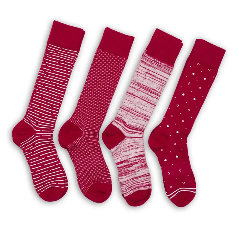 Cardinal / White Dress Socks 4-Pack made by Sartoro