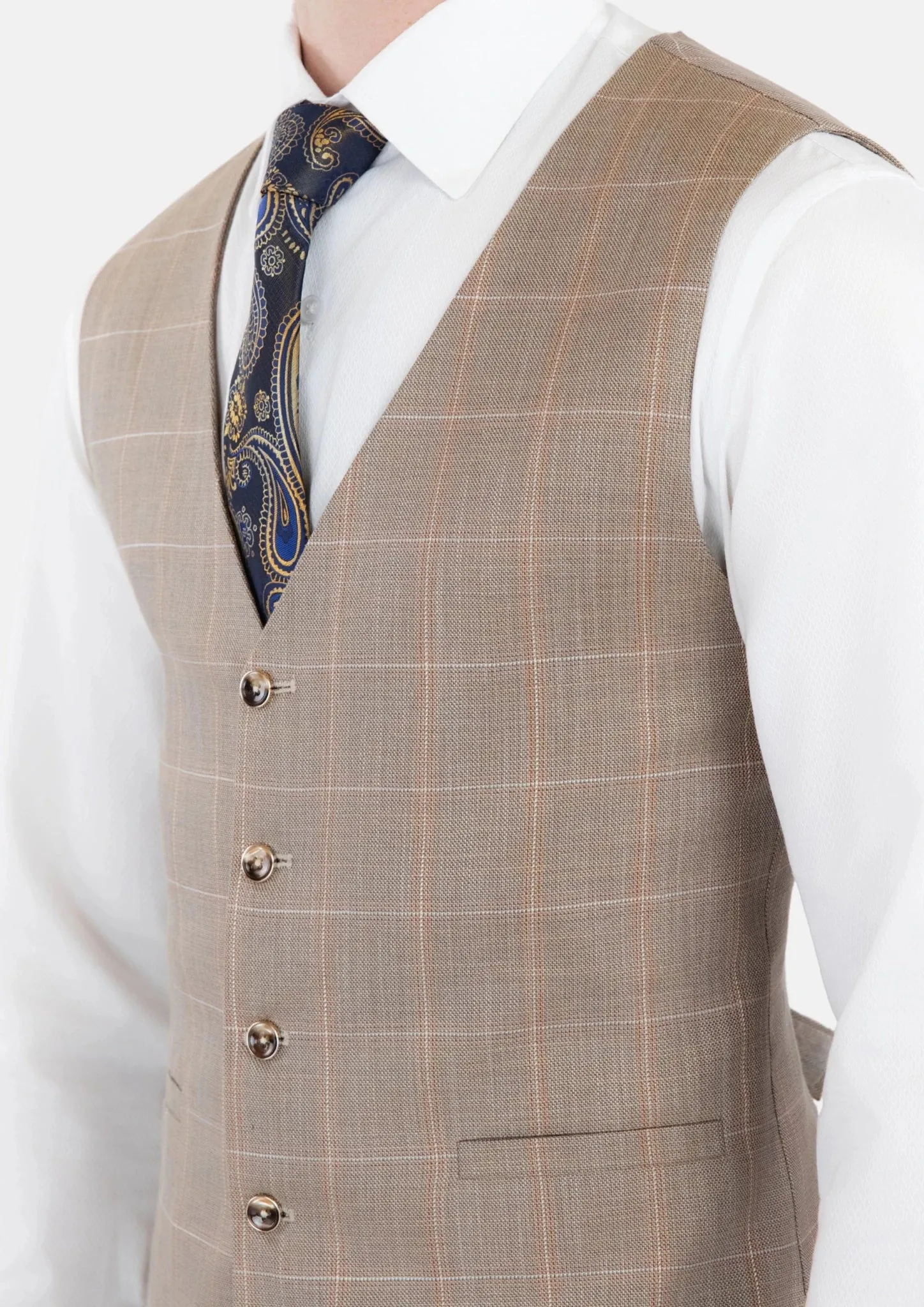 Beige Windowpane Bamboo Vest sold by Sartoro product image thumbnail 2