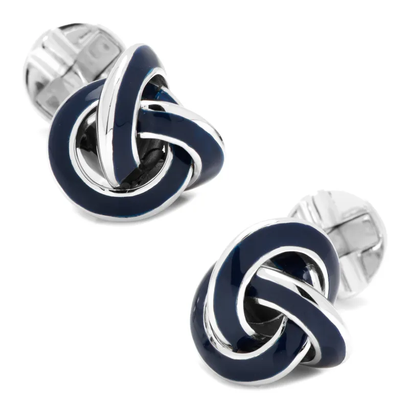 Sterling Blue Enamel Knot Cufflinks made by Sartoro