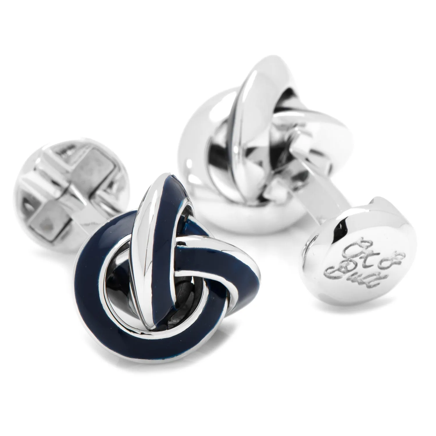 Sterling Blue Enamel Knot Cufflinks sold by Sartoro product image thumbnail 2