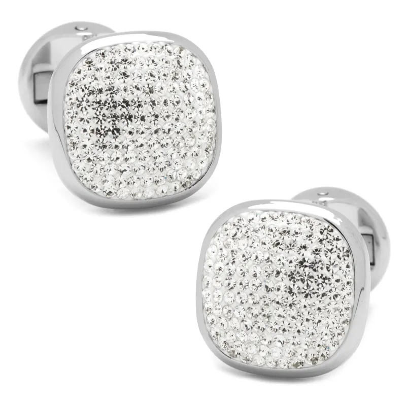 Stainless Steel White Pave Crystal Cufflinks made by Sartoro
