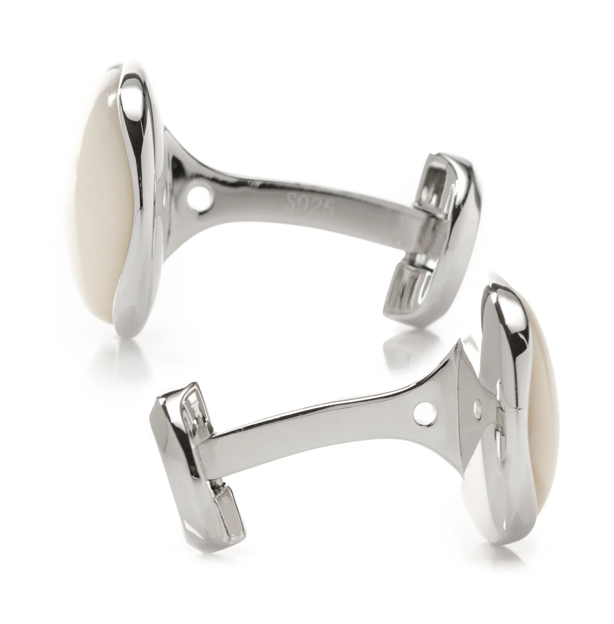 Sterling Silver Classic Formal Mother of Pearl Cufflinks sold by Sartoro product image thumbnail 4
