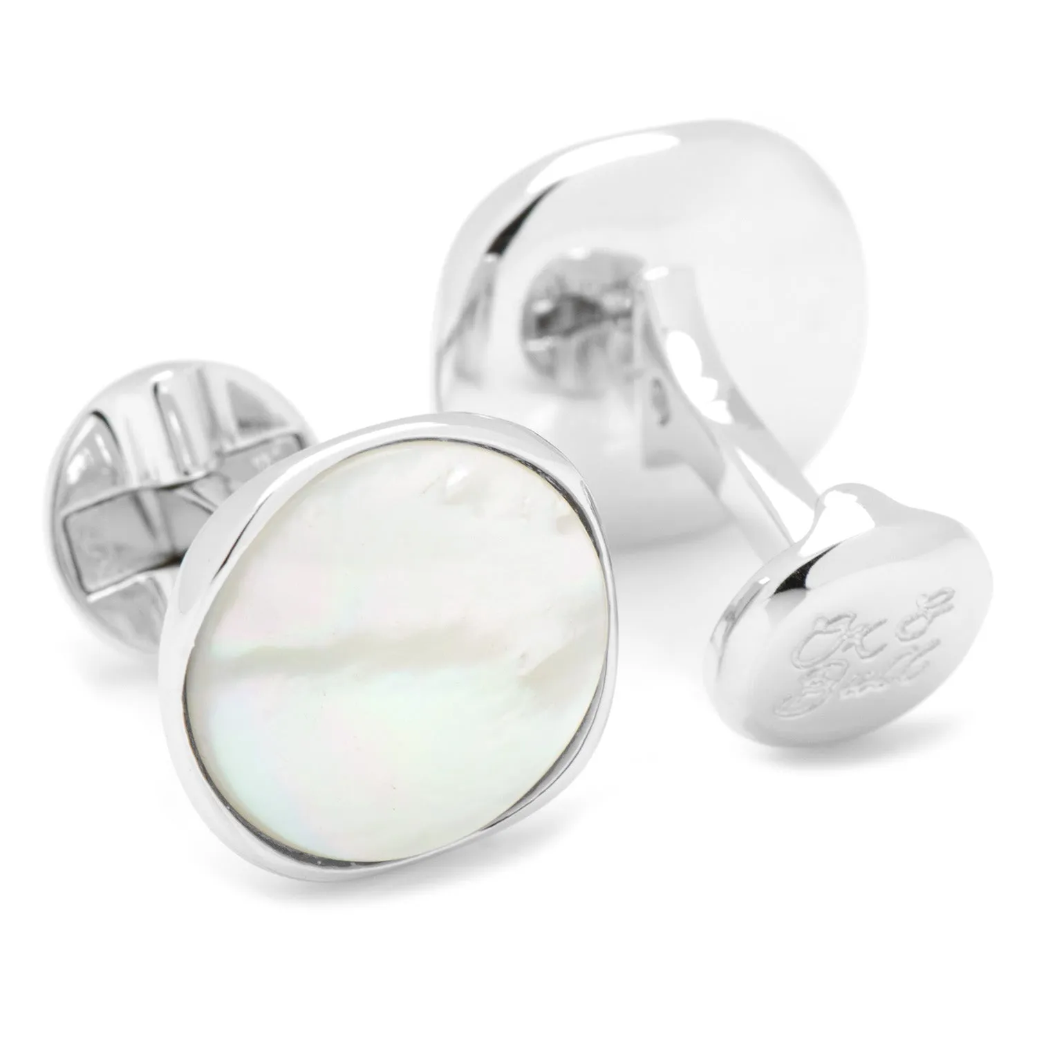 Sterling Silver Classic Formal Mother of Pearl Cufflinks sold by Sartoro product image thumbnail 2