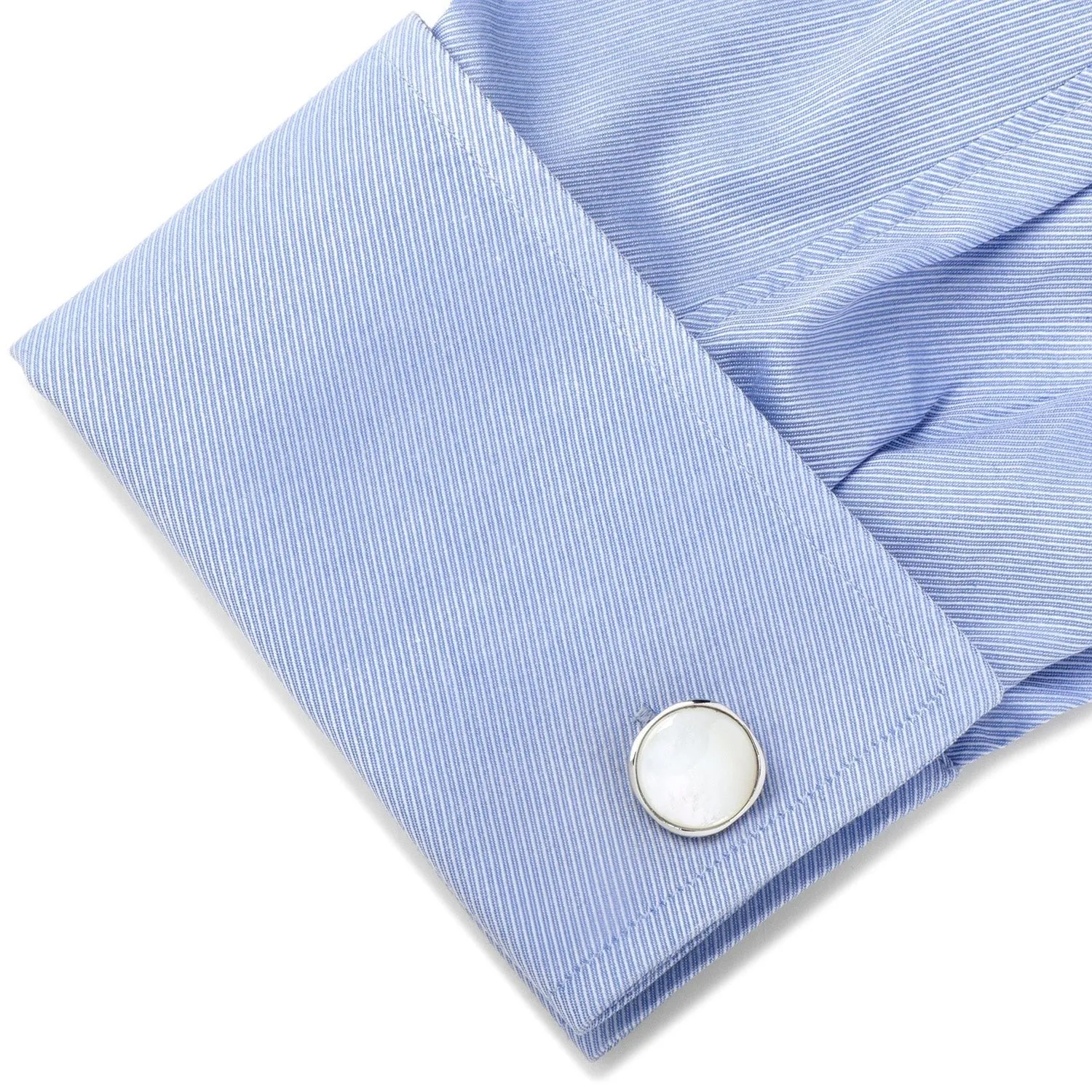 Sterling Silver Classic Formal Mother of Pearl Cufflinks sold by Sartoro product image thumbnail 3
