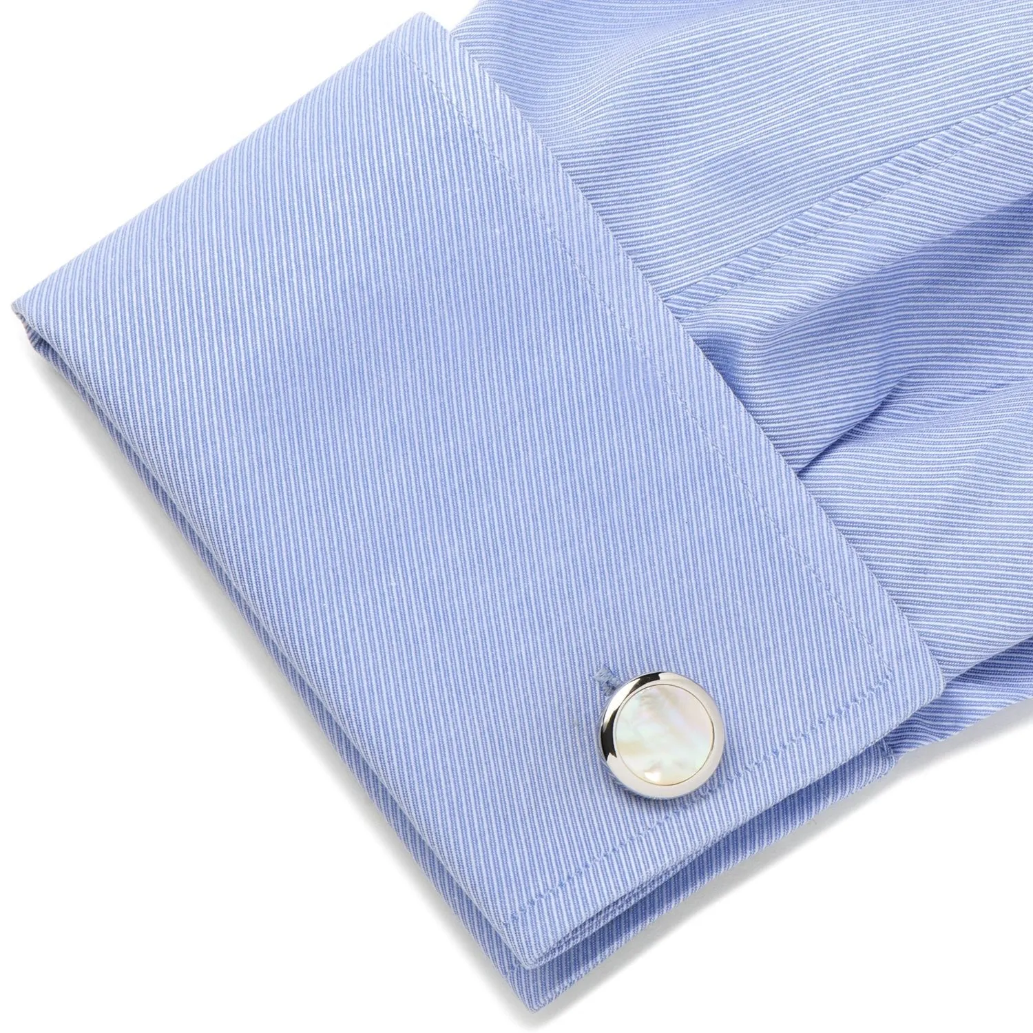 Double Sided Mother of Pearl Round Beveled Cufflinks sold by Sartoro product image thumbnail 3