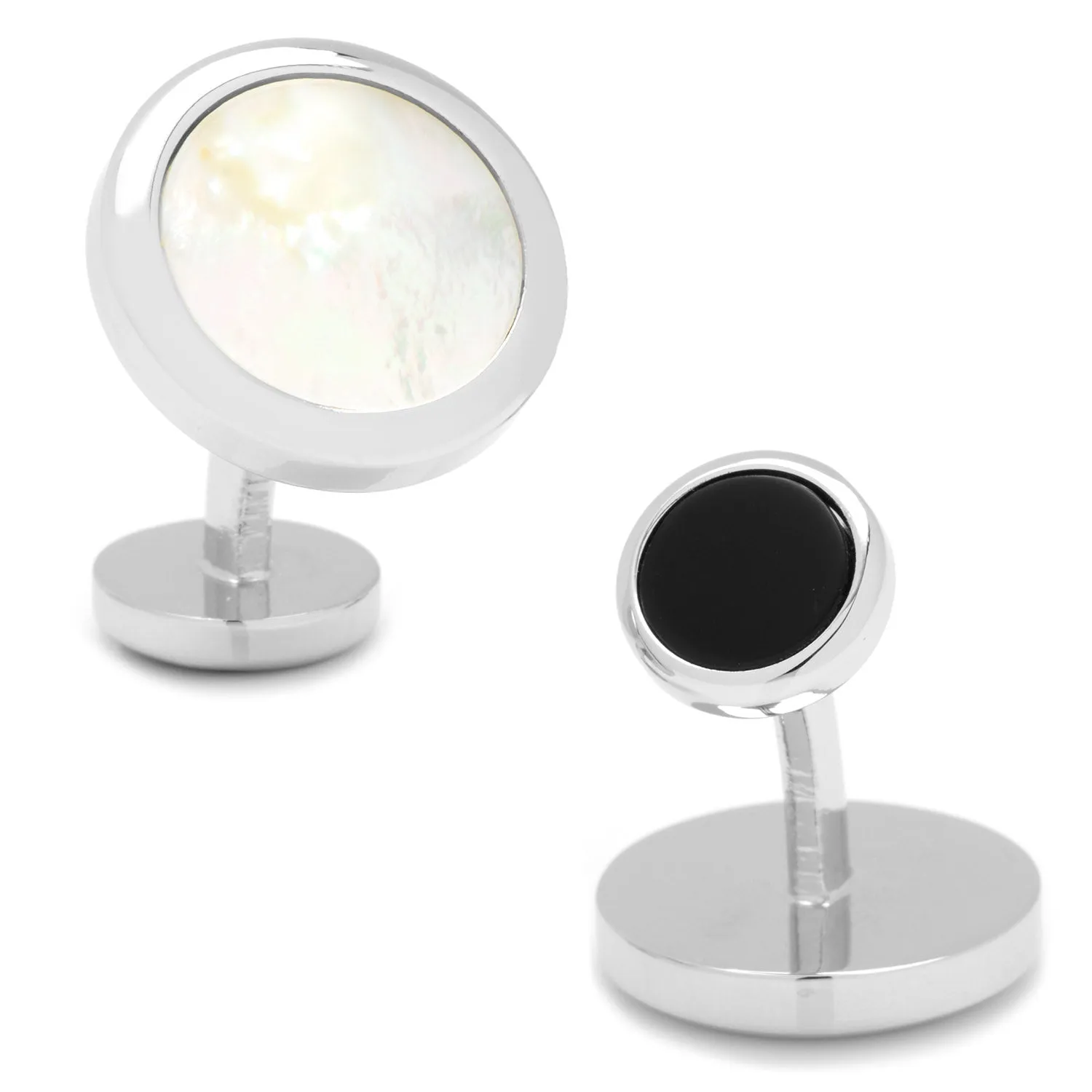 Double Sided Mother of Pearl Round Beveled Cufflinks sold by Sartoro product image thumbnail 4
