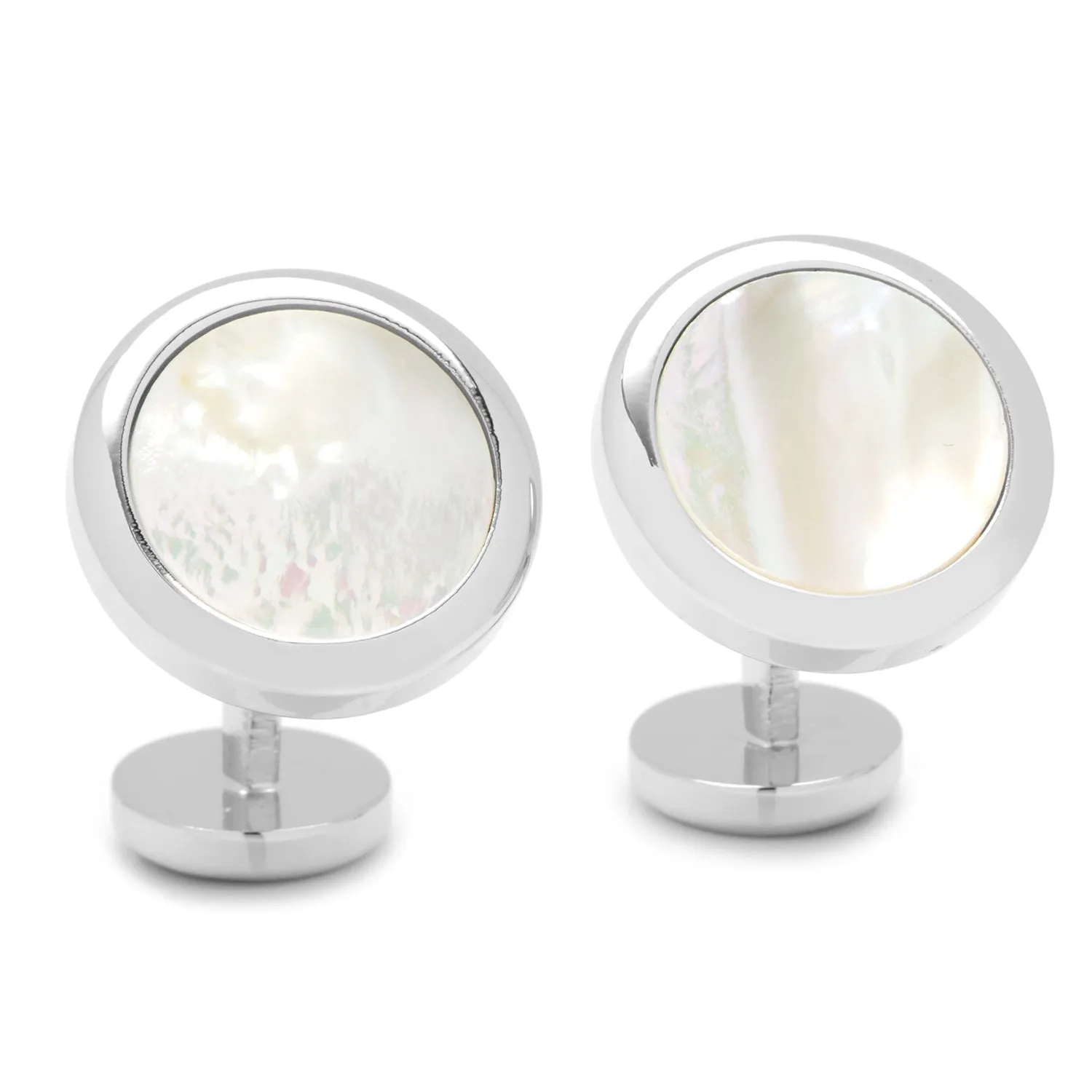 Double Sided Mother of Pearl Round Beveled Cufflinks sold by Sartoro