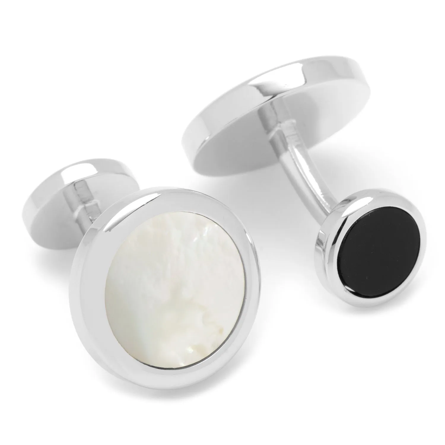 Double Sided Mother of Pearl Round Beveled Cufflinks sold by Sartoro product image thumbnail 2