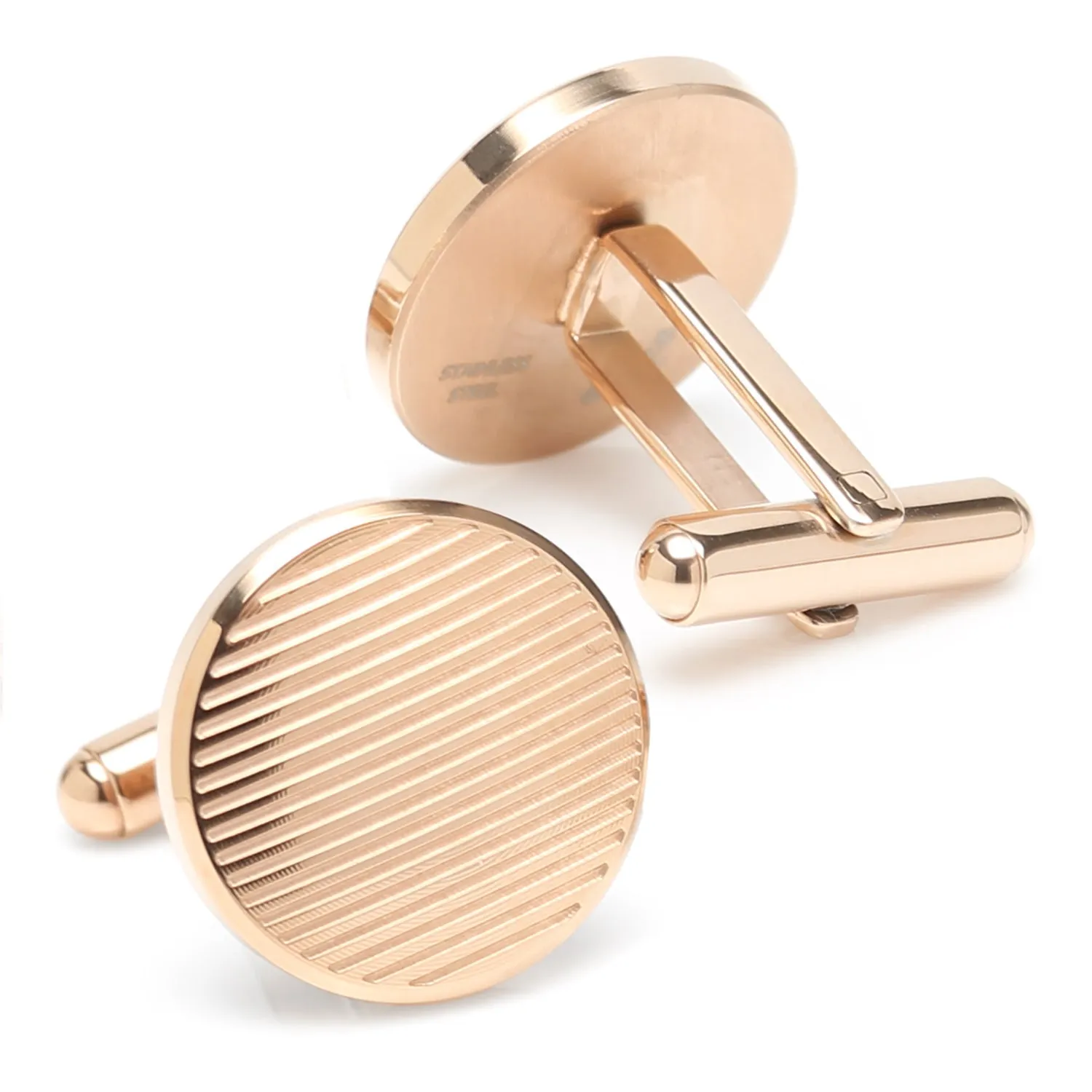 Rose Gold Line Stainless Steel Cufflinks sold by Sartoro product image thumbnail 2