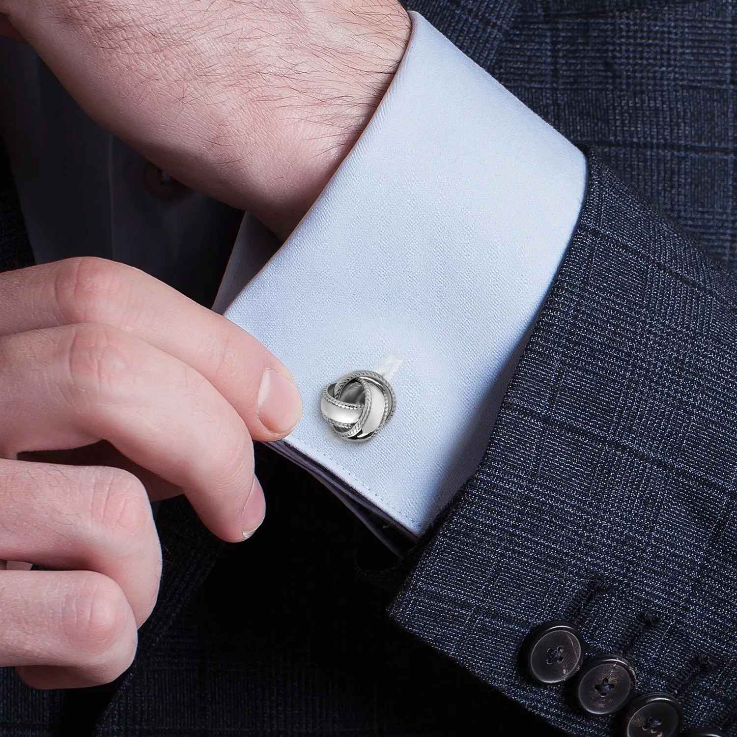 Sterling Silver Braided Knot Cufflinks sold by Sartoro product image thumbnail 5
