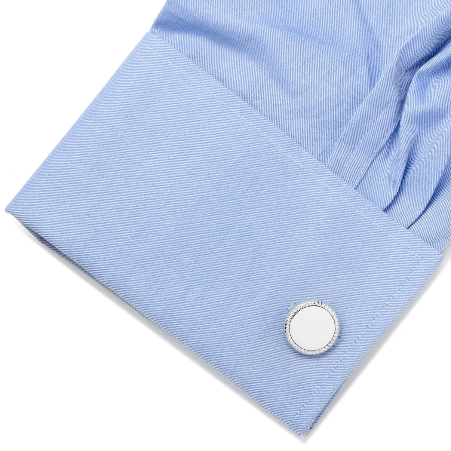 Sterling Silver Rope Border Engravable Round Cufflinks sold by Sartoro product image thumbnail 3