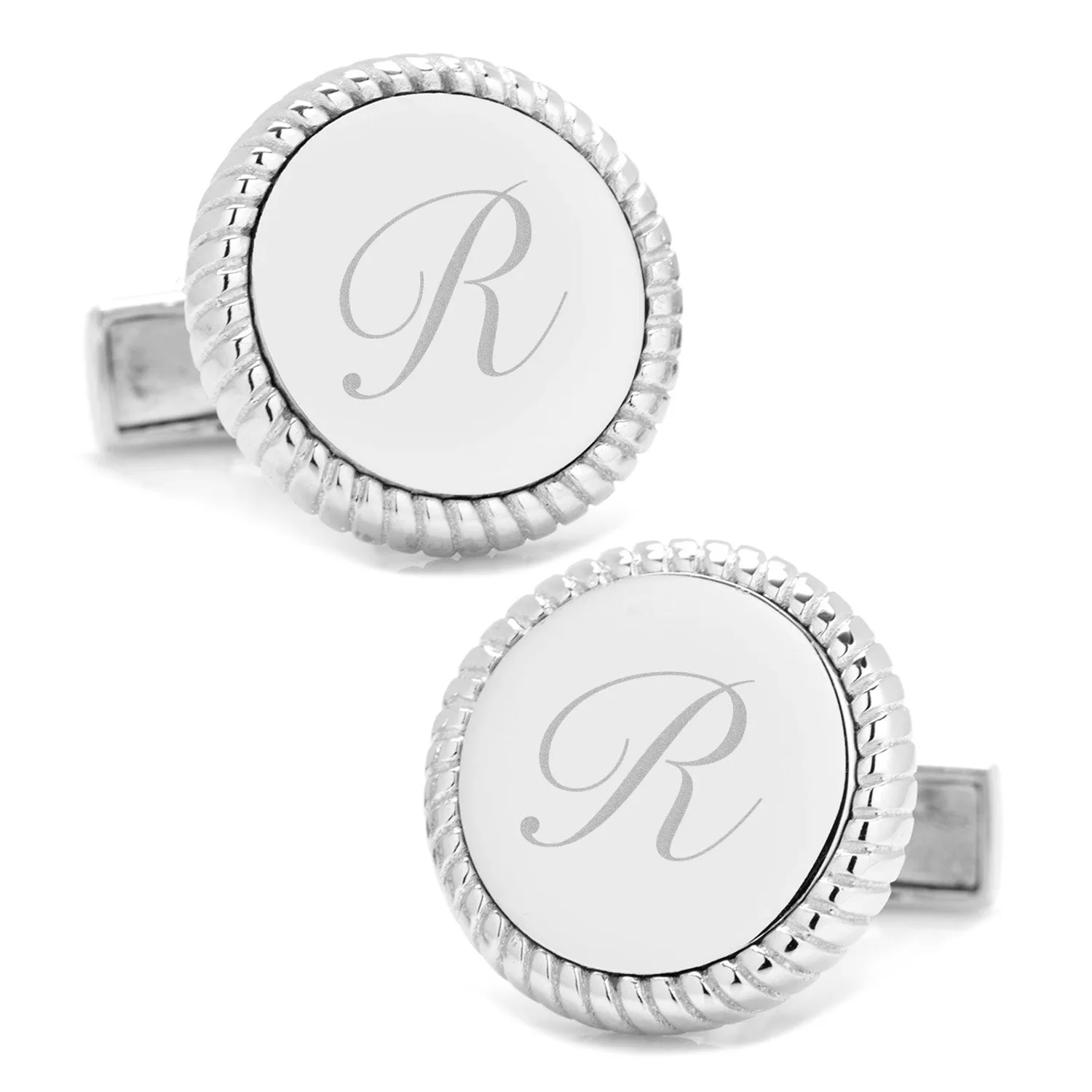 Sterling Silver Rope Border Engravable Round Cufflinks sold by Sartoro product image thumbnail 4
