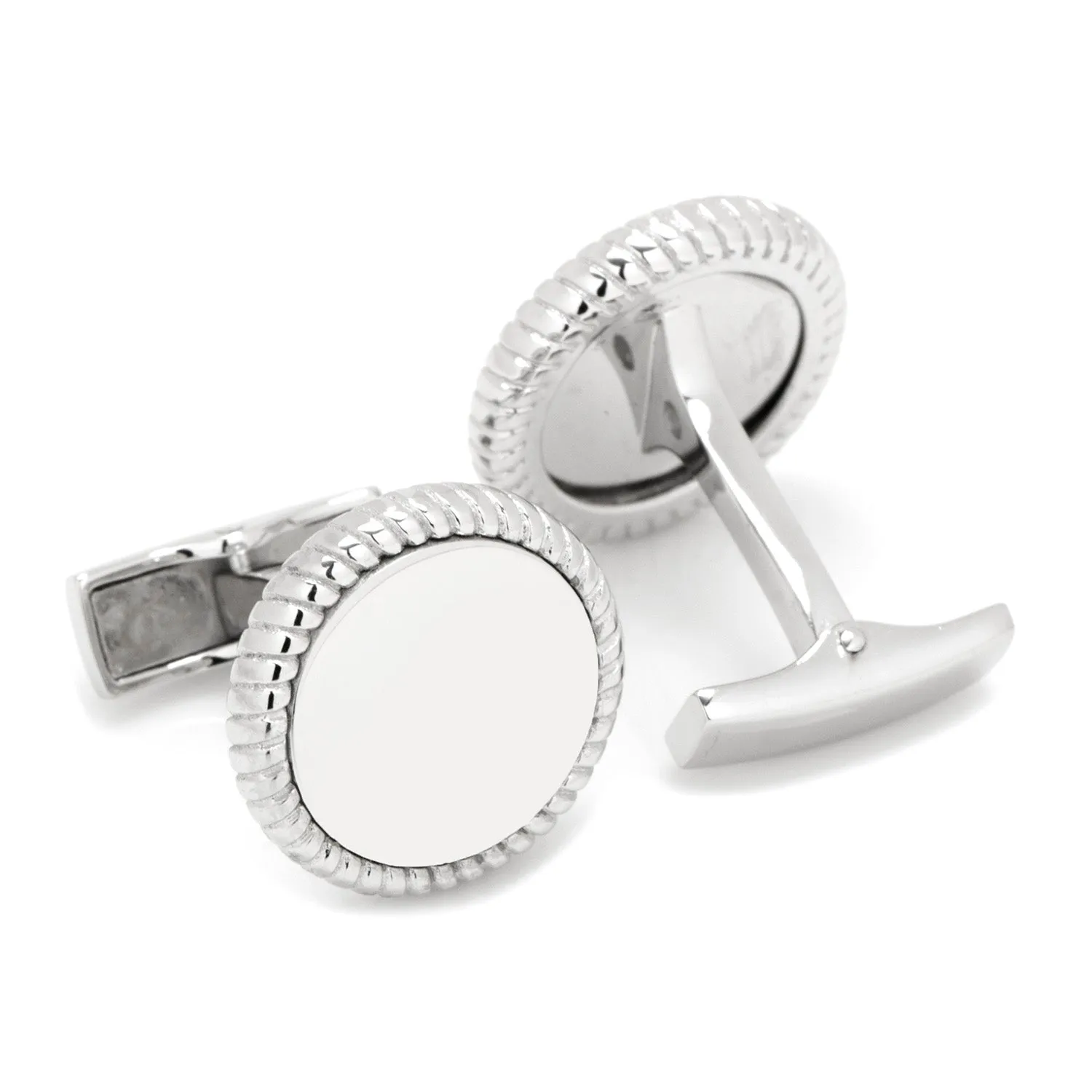 Sterling Silver Rope Border Engravable Round Cufflinks sold by Sartoro product image thumbnail 2