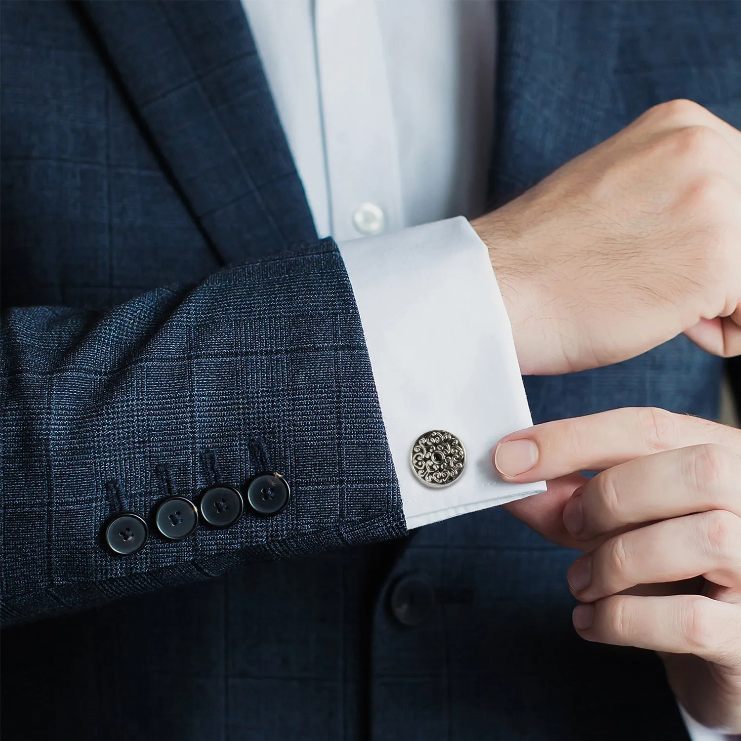 Antique Filigree Round Cufflinks sold by Sartoro product image thumbnail 2