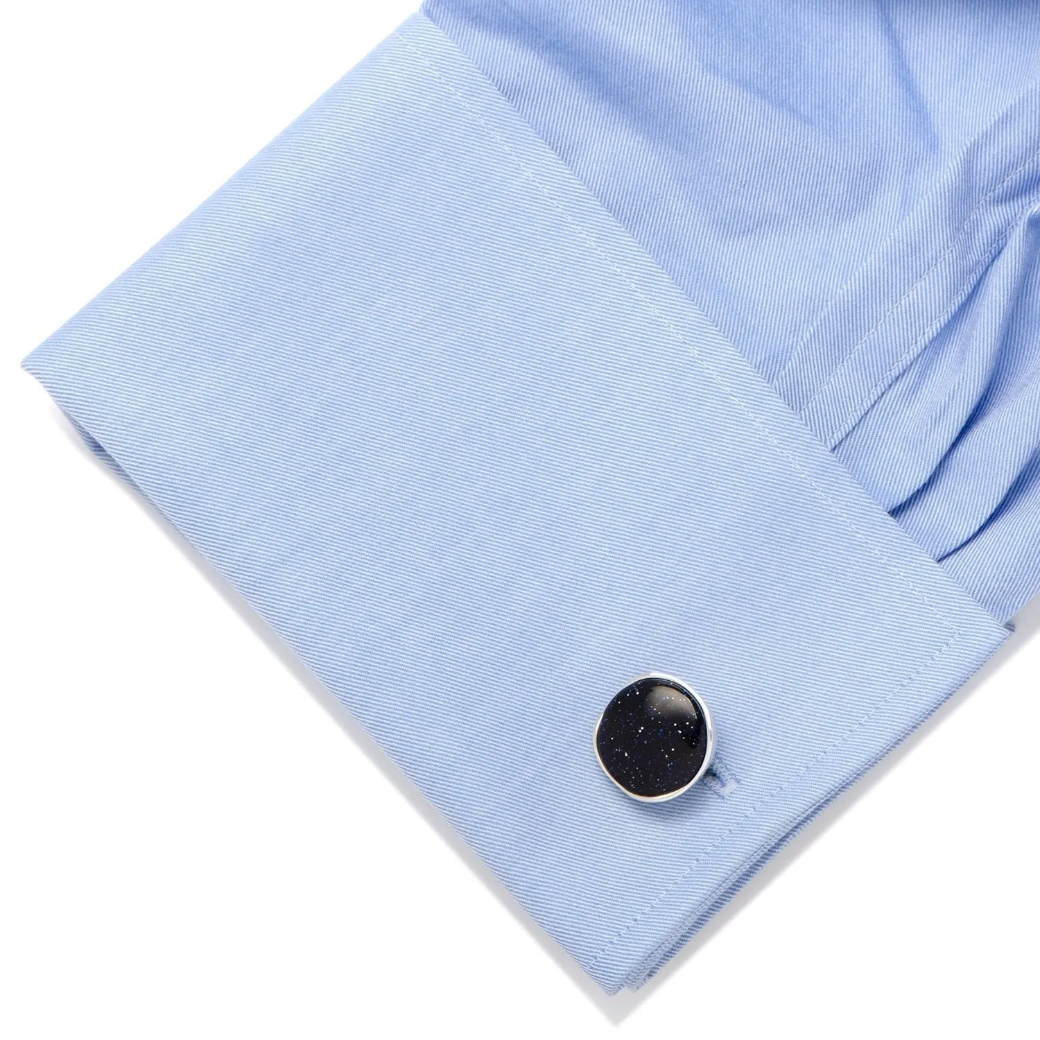 Sterling Silver Classic Round Blue Goldstone Cufflinks sold by Sartoro product image thumbnail 3