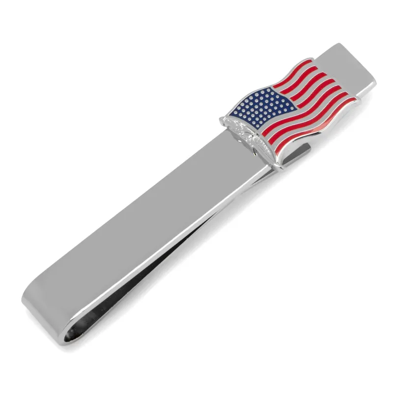 Waving American Flag Tie Bar made by Sartoro