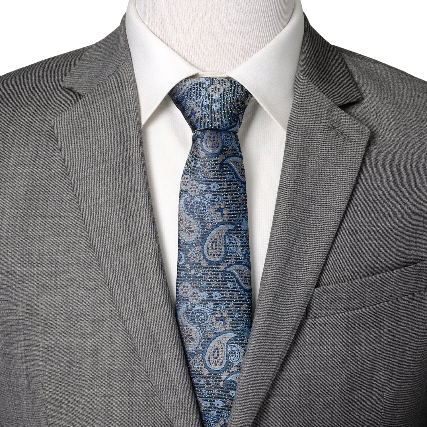 Blue & Gray Paisley Men's Tie sold by Sartoro product image thumbnail 2