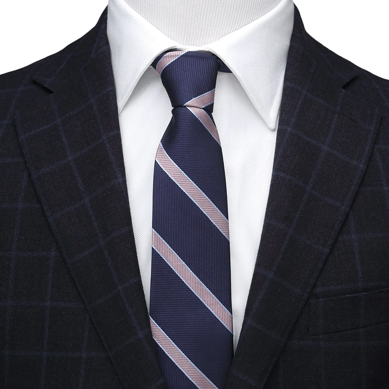 The Travis Tie (Navy Pink Stripe Men's Tie) sold by Sartoro product image thumbnail 2
