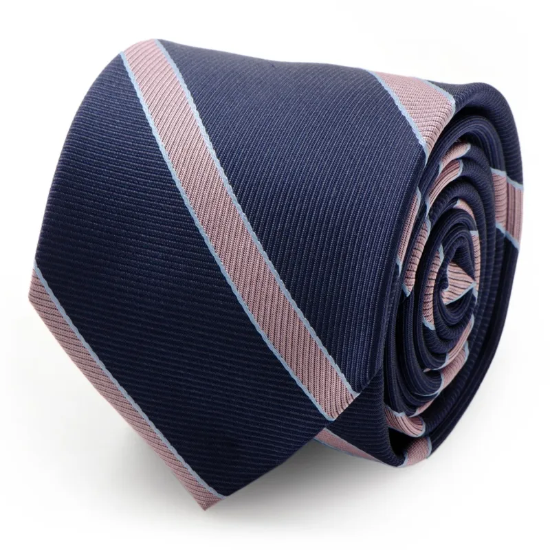 The Travis Tie (Navy Pink Stripe Men's Tie) made by Sartoro