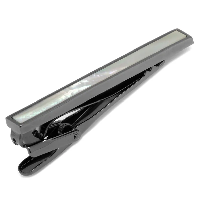 Gunmetal and Mother of Pearl Inlaid Tie Clip made by Sartoro