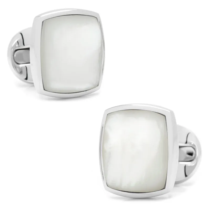 Sterling Silver Classic Cushion Mother of Pearl Cufflinks made by Sartoro