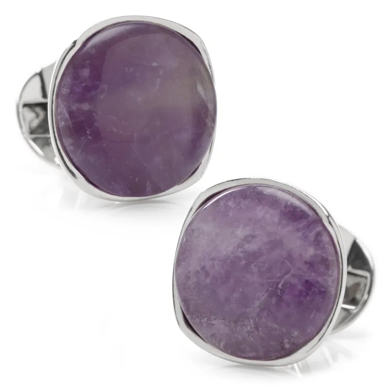 Sterling Silver Classic Formal Amethyst Cufflinks made by Sartoro
