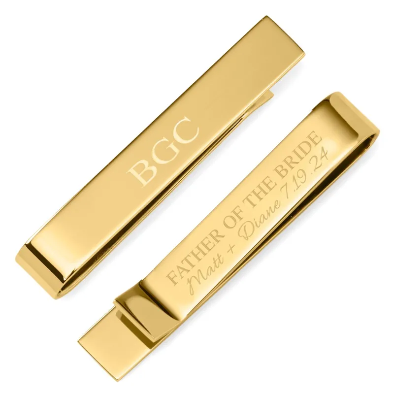 Wedding Party Gold Engravable Tie Bar made by Sartoro