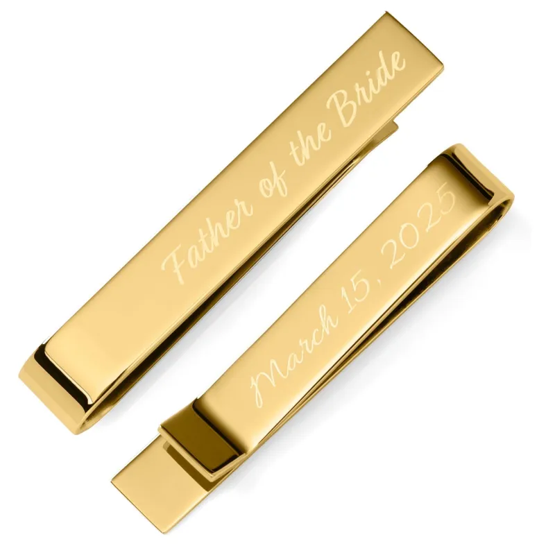 Wedding Title Engravable Gold Tie Bar made by Sartoro