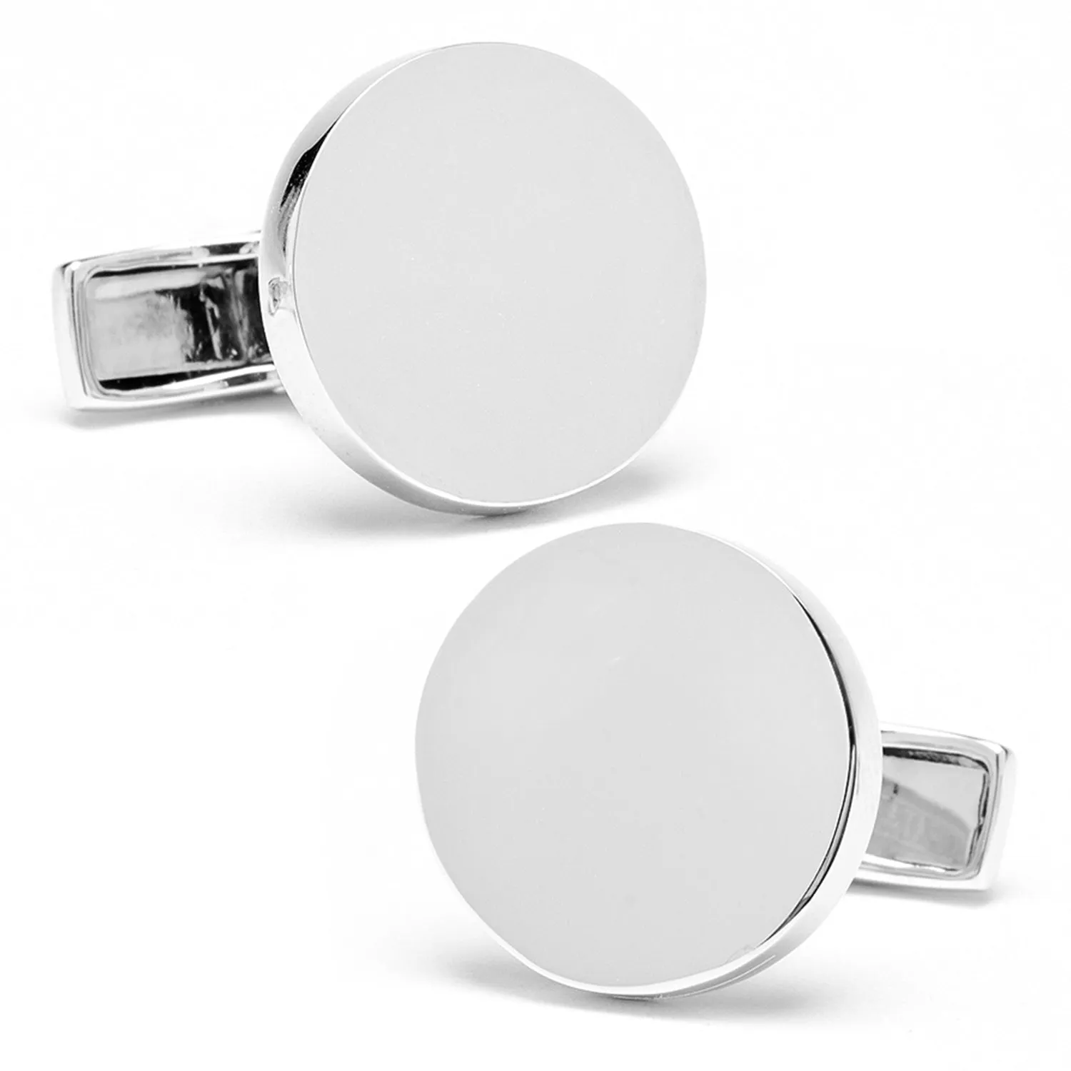 Sterling Silver Infinity Edge Round Engravable Cufflinks sold by Sartoro