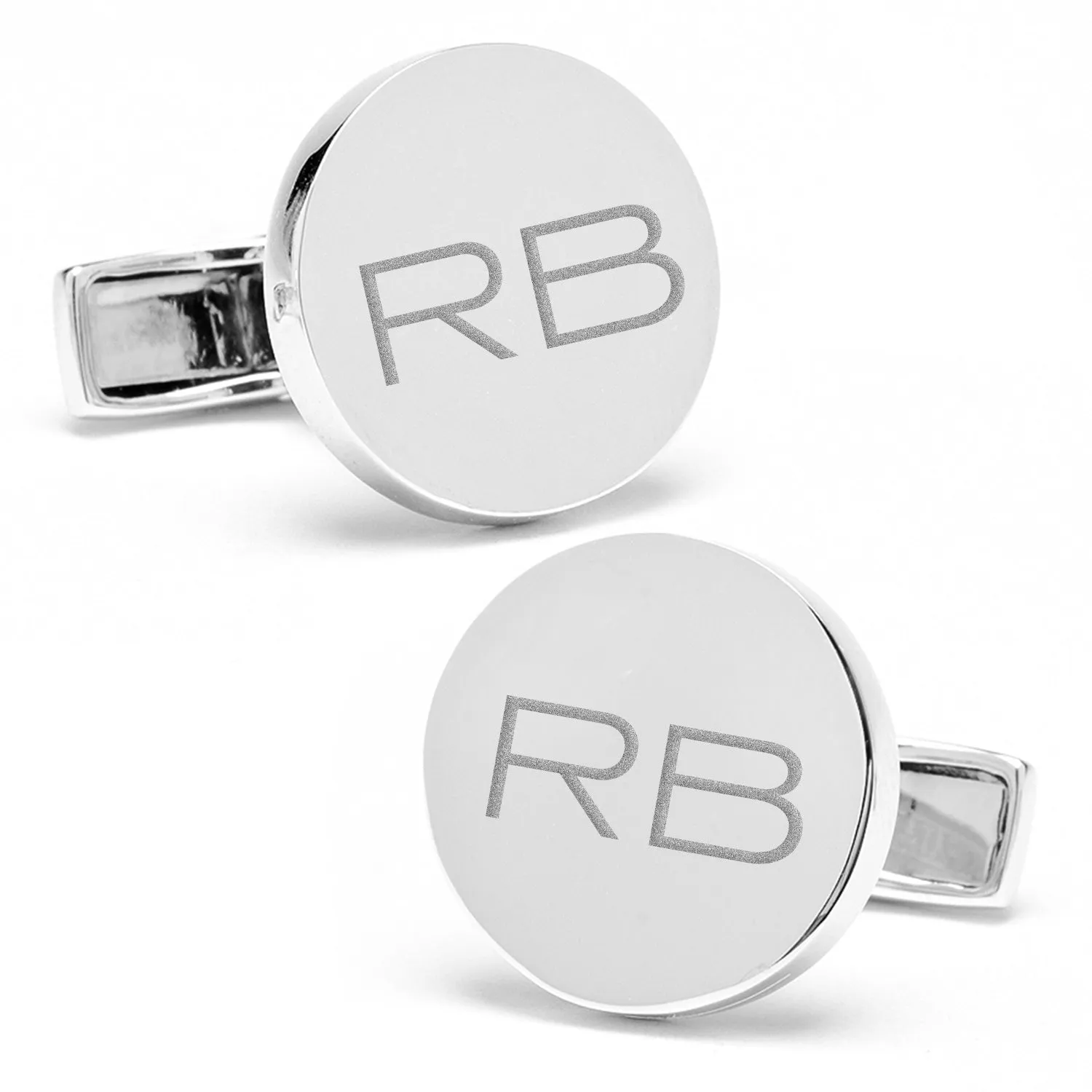 Sterling Silver Infinity Edge Round Engravable Cufflinks sold by Sartoro product image thumbnail 2