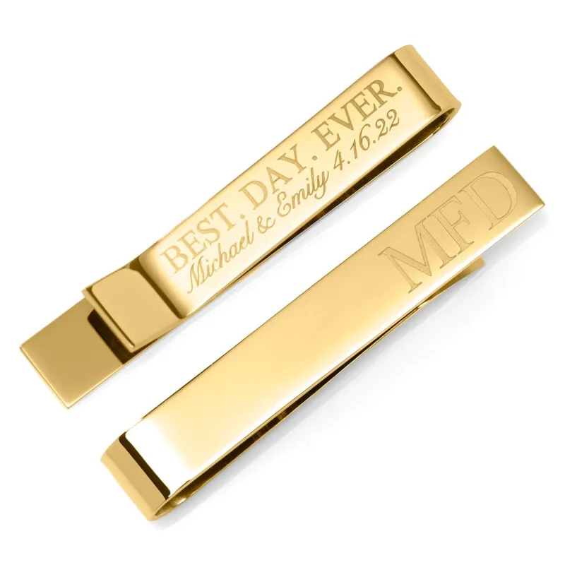 Best Day Ever Gold Engravable Tie Bar made by Sartoro