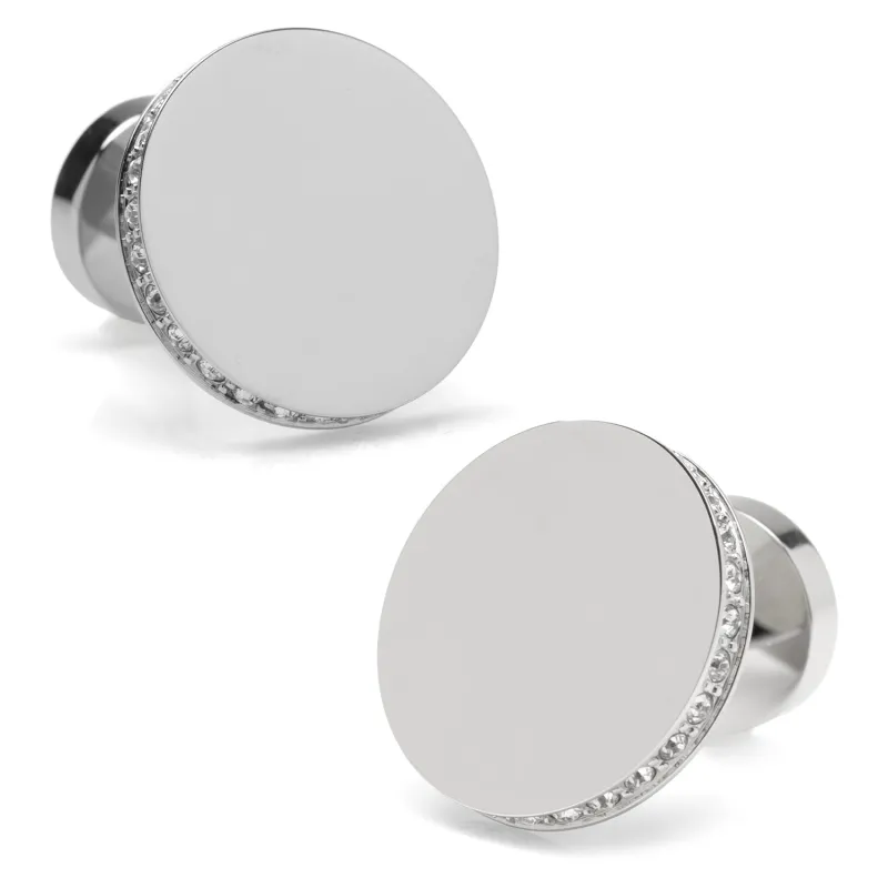 Stainless Steel Engravable Pave Edge Cufflinks made by Sartoro