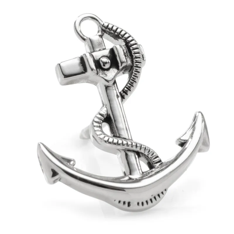Anchor Sterling Silver 3D Lapel Pin made by Sartoro