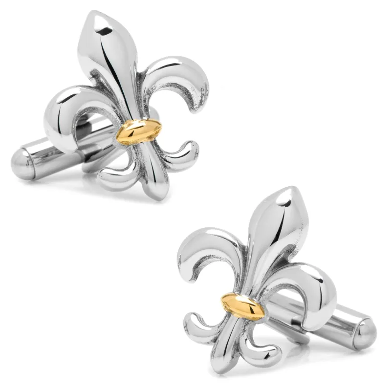 Sterling Silver Two-Tone Fleur De Lis Cufflinks made by Sartoro
