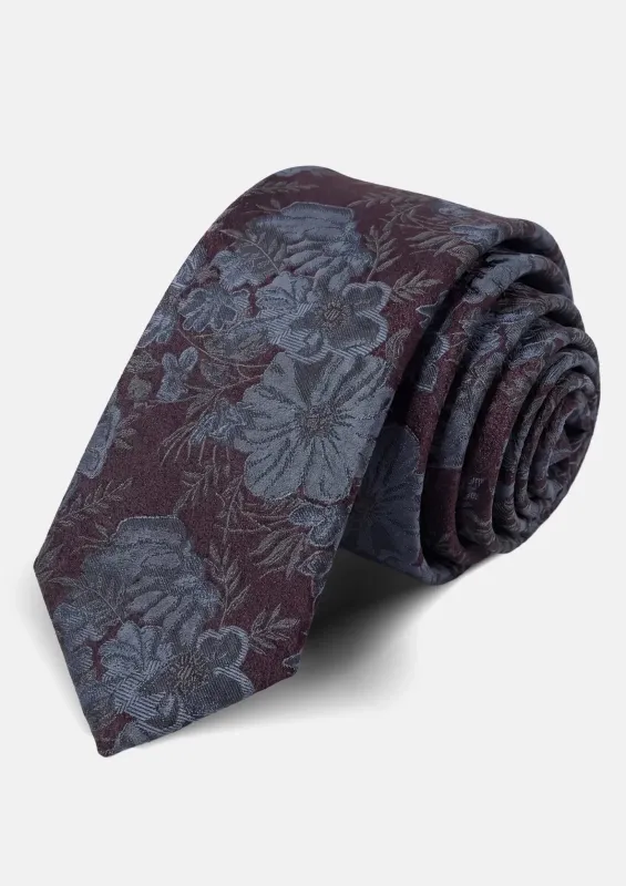 Burgundy Slate Floral Tie made by Sartoro