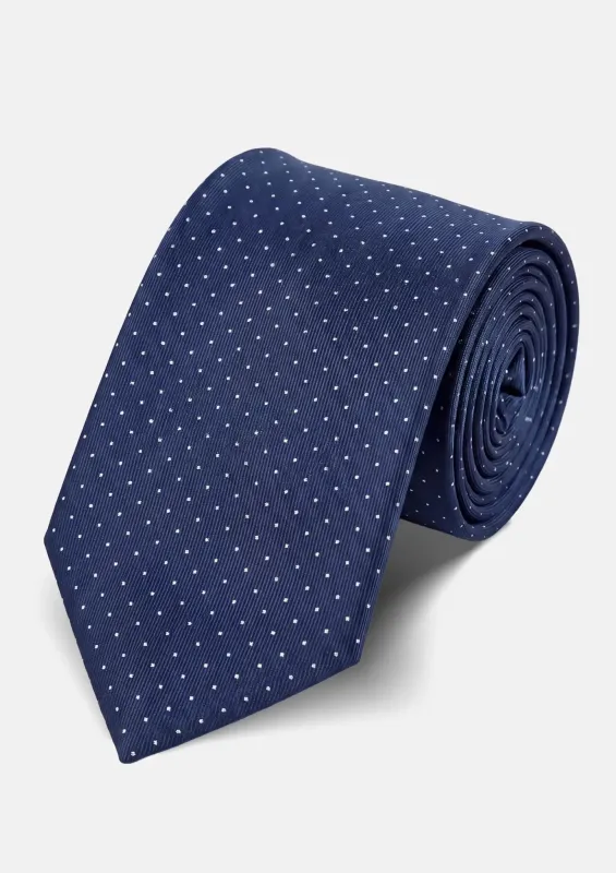 Deep Blue Pin Dot Tie made by Sartoro
