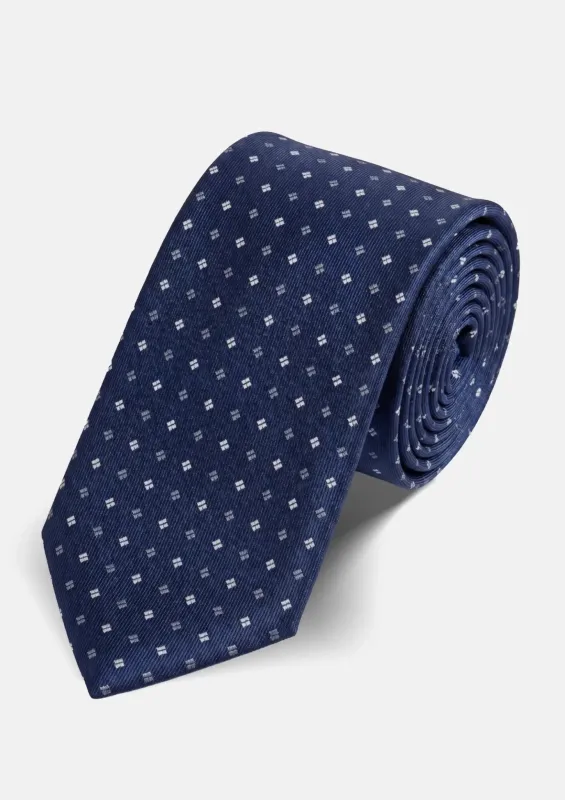 Sterling Diamond Navy Tie made by Sartoro