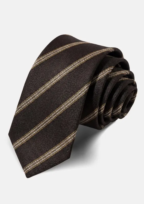 Chocolate Brown Gold Stripe Tie made by Sartoro