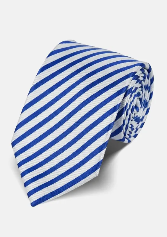 Royal Blue Diagonal Stripe Tie made by Sartoro