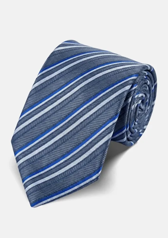 Slate Blue Stripe Tie made by Sartoro