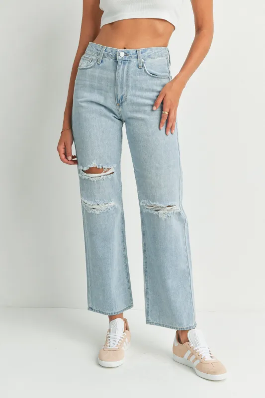 The Distressed Long Straight - Final Sale sold by Just Black Denim
