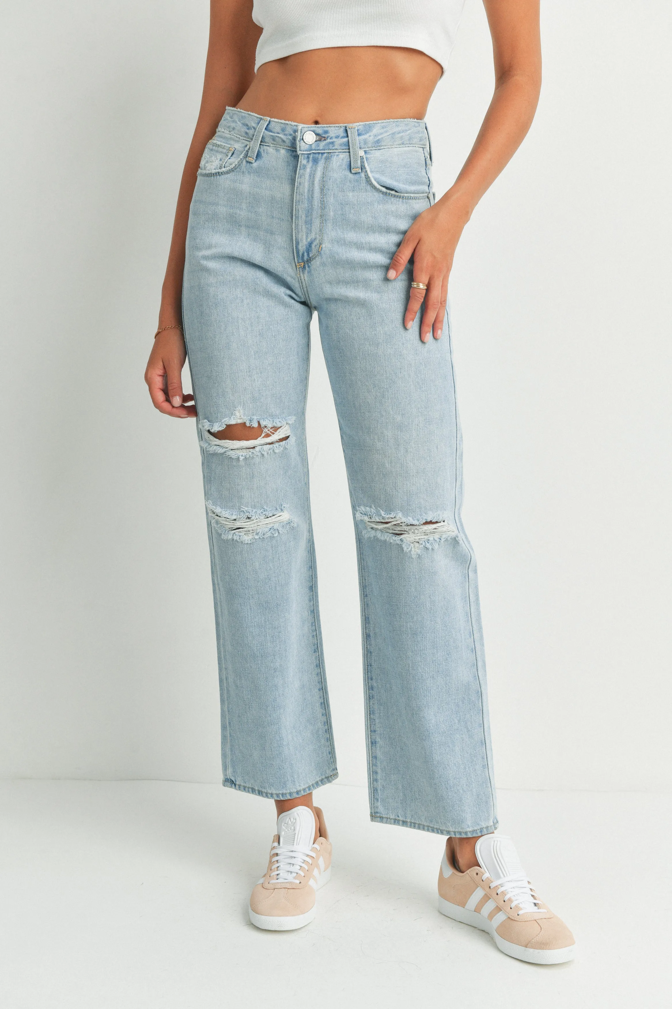 The Distressed Long Straight - Final Sale sold by Just Black Denim