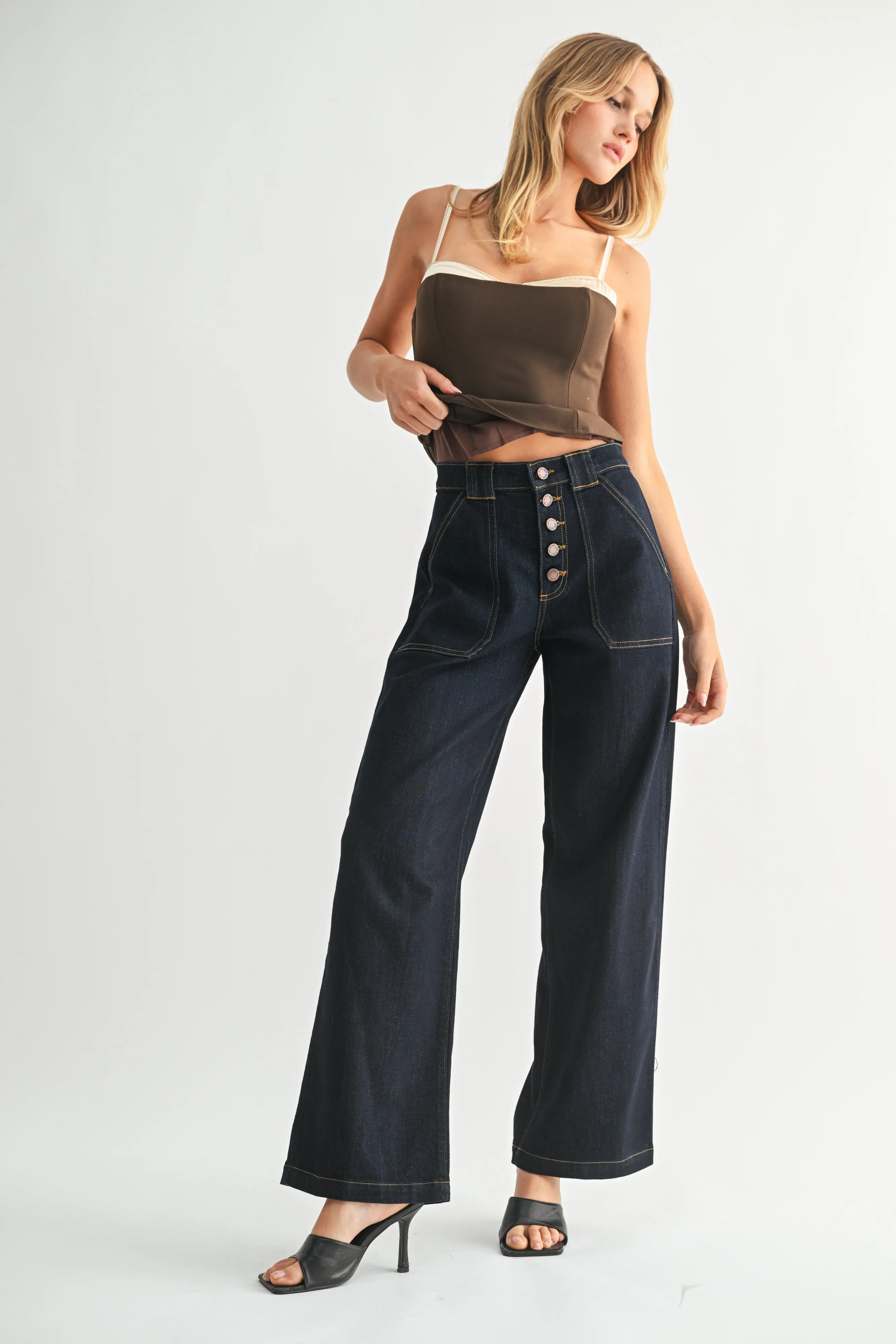 The Button Down Slim Wide Leg sold by Just Black Denim product image thumbnail 2