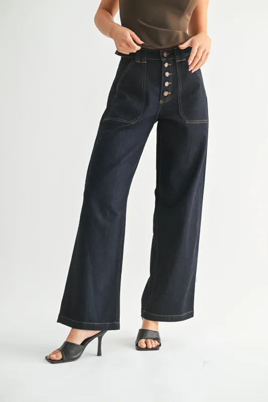 The Button Down Slim Wide Leg sold by Just Black Denim
