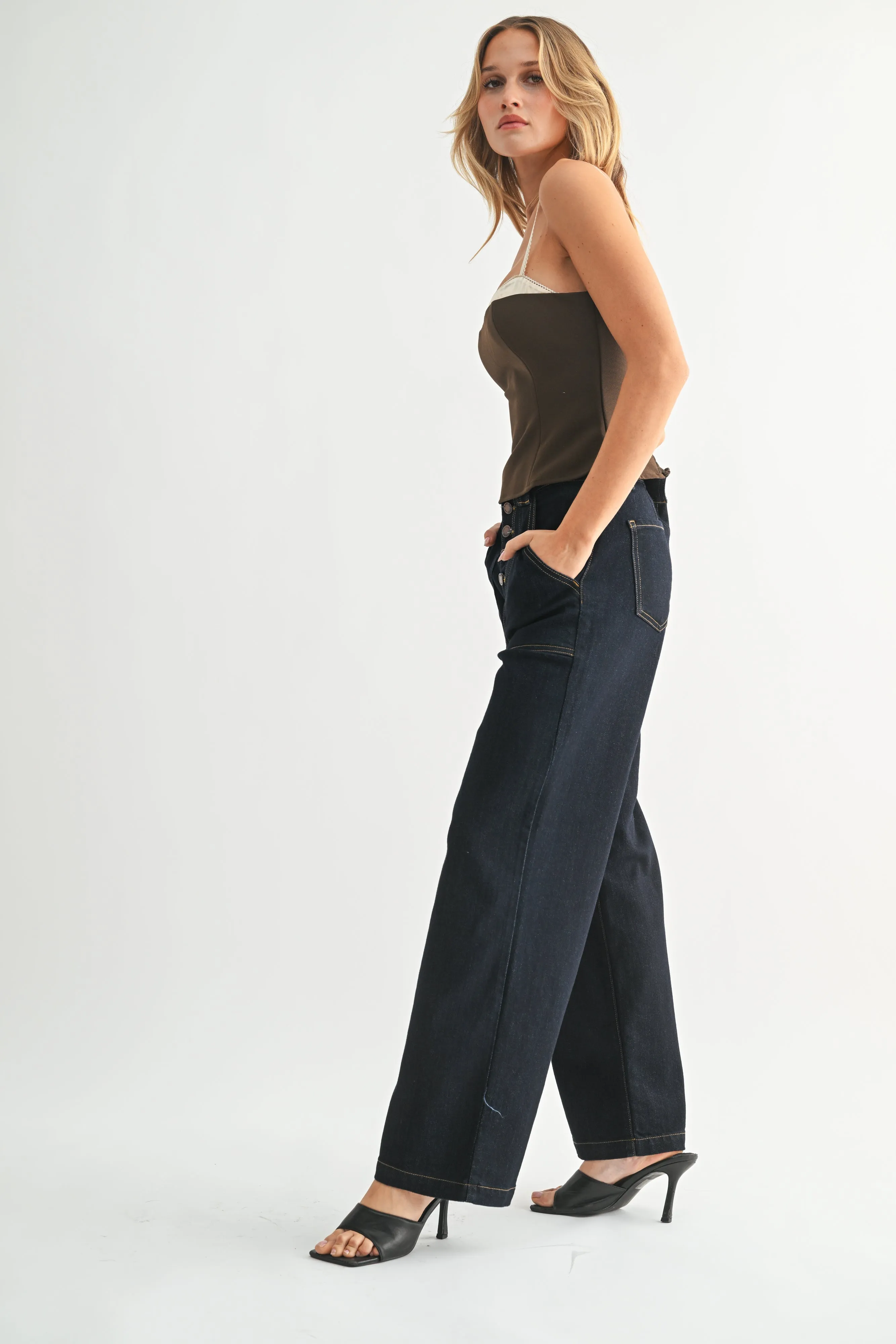 The Button Down Slim Wide Leg sold by Just Black Denim product image thumbnail 3