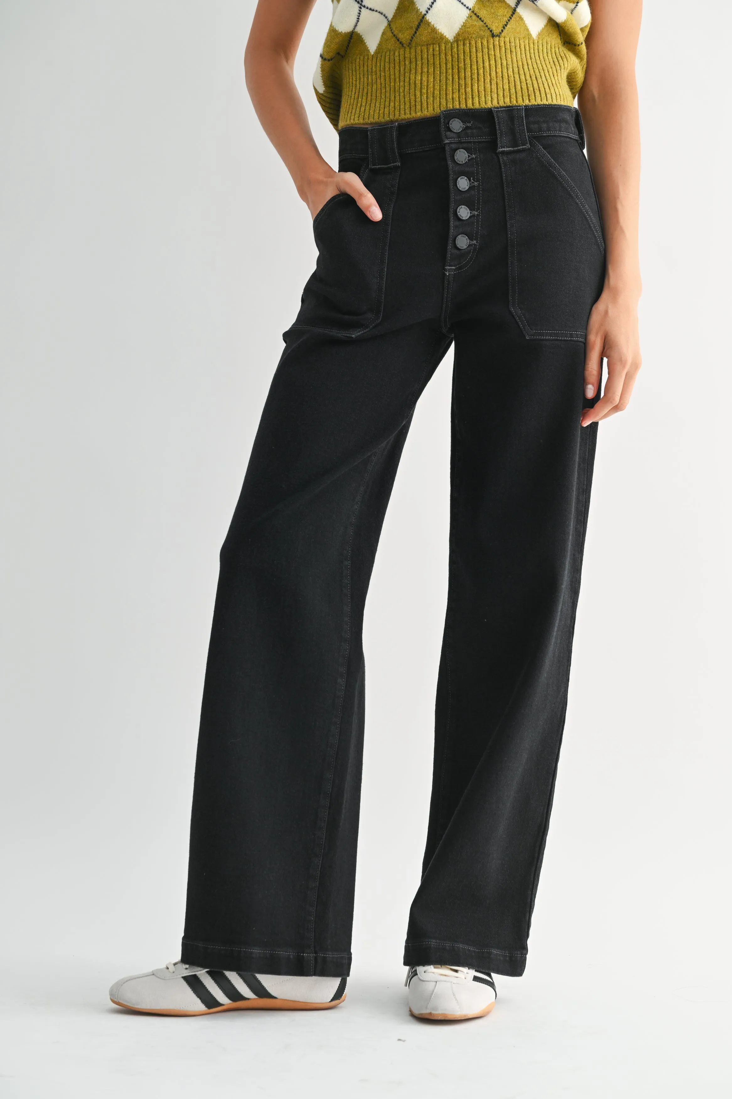 The Button Down Slim Wide Leg sold by Just Black Denim product image thumbnail 5