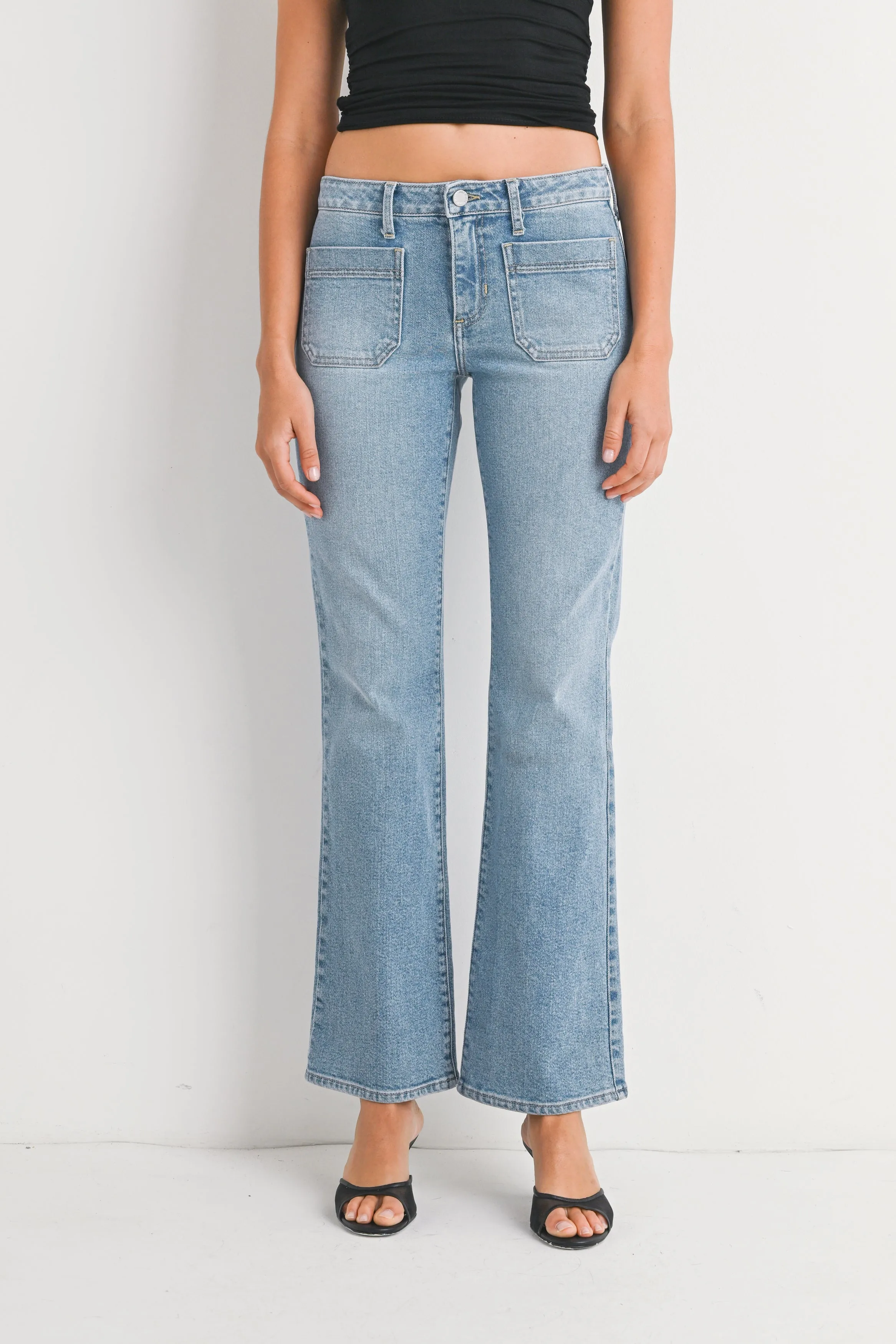 The Mini Patch Pocket Bootcut sold by Just Black Denim