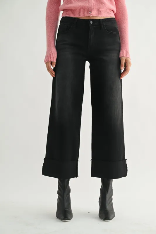 The Scissor Cuffed Slim Wide Leg sold by Just Black Denim