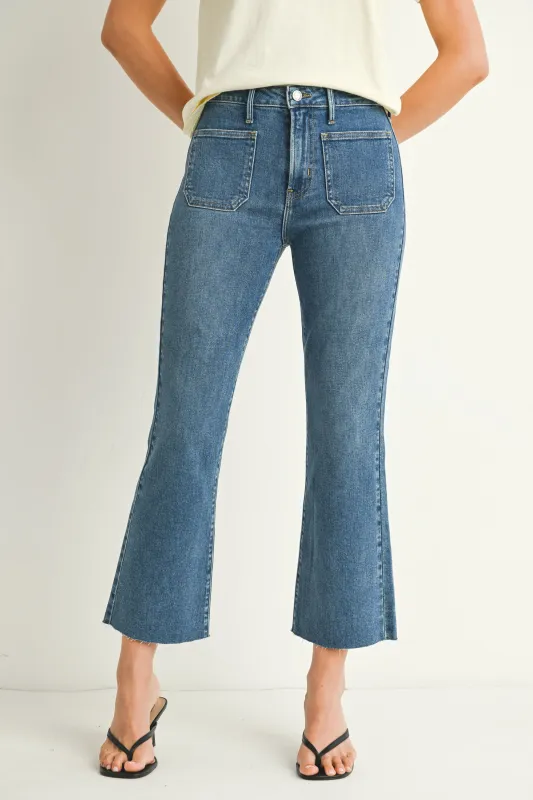 The Patch Pocket Cropped Flare sold by Just Black Denim