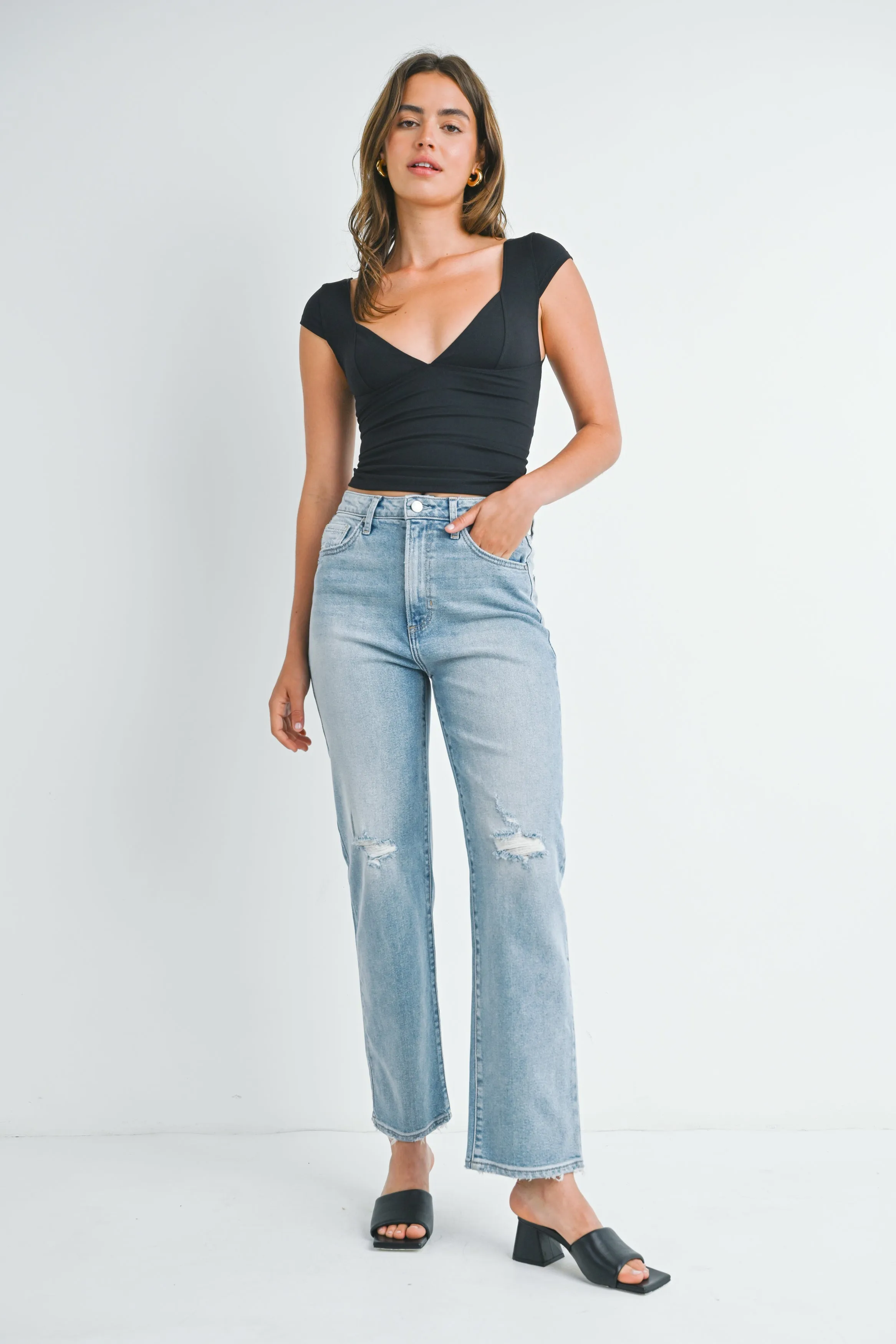 The Distressed Dad Jean sold by Just Black Denim product image thumbnail 2